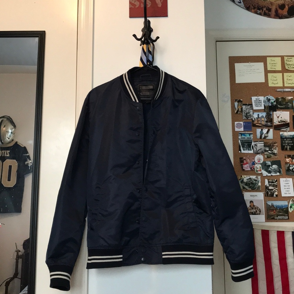 Men’s Navy Blue Forever 21 Bomber Jacket